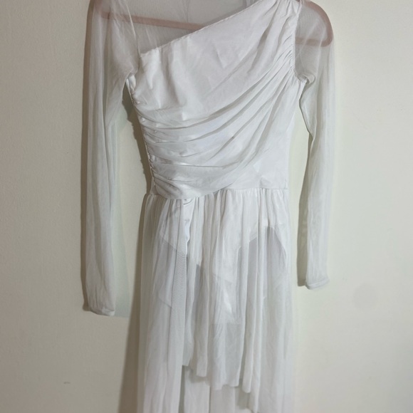 Weissman Asymmetrical Mock Neck Dress Dance Costume Bruises 12994 White Size M - Picture 9 of 11